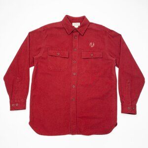 L.L. Bean Chamois Cloth Shirt Men's Medium Heavy Flannel Button-Up Vintage USA